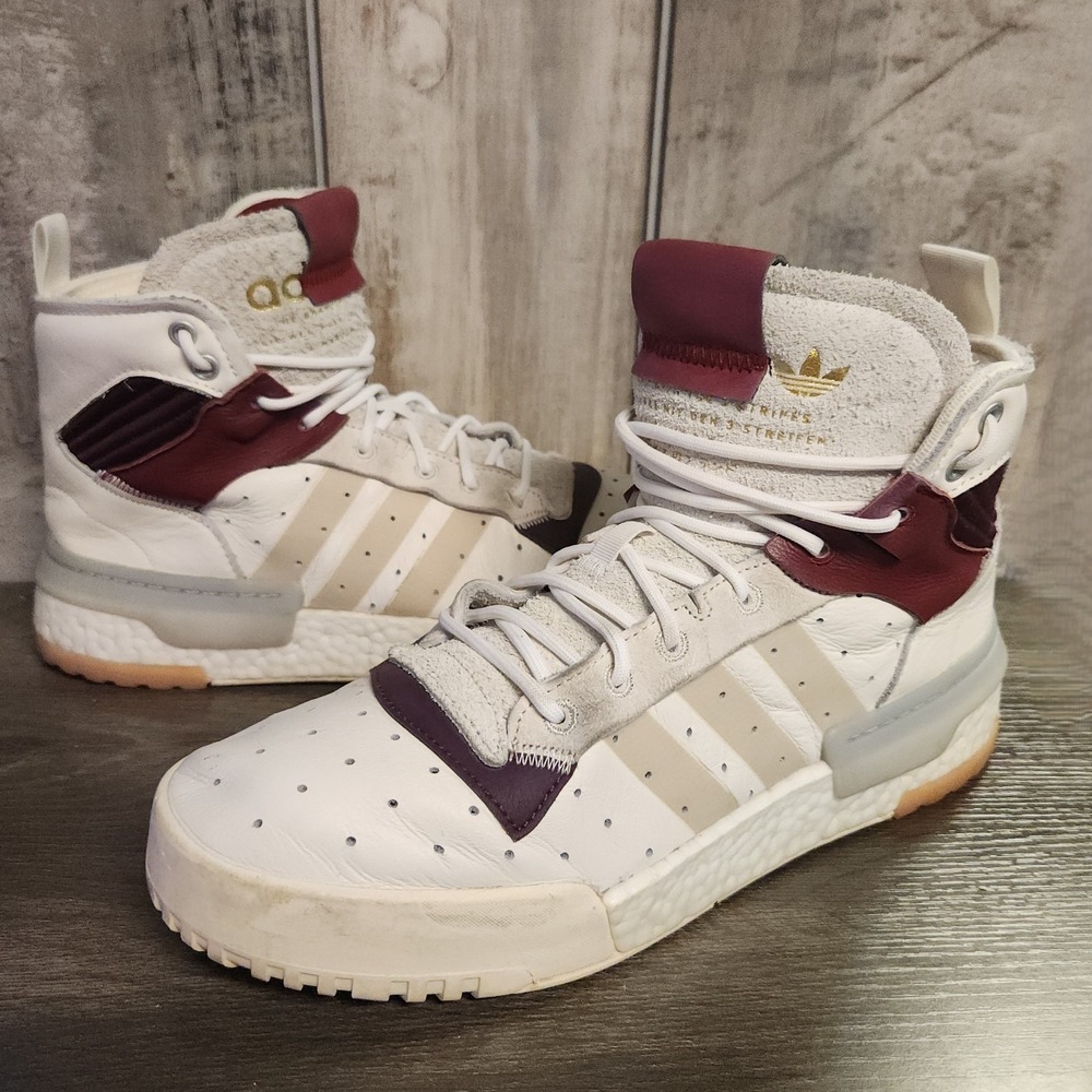 Adidas Rivalry RM Men W9 White Burgundy High Top Sneakers F34143 Basketball Shoe